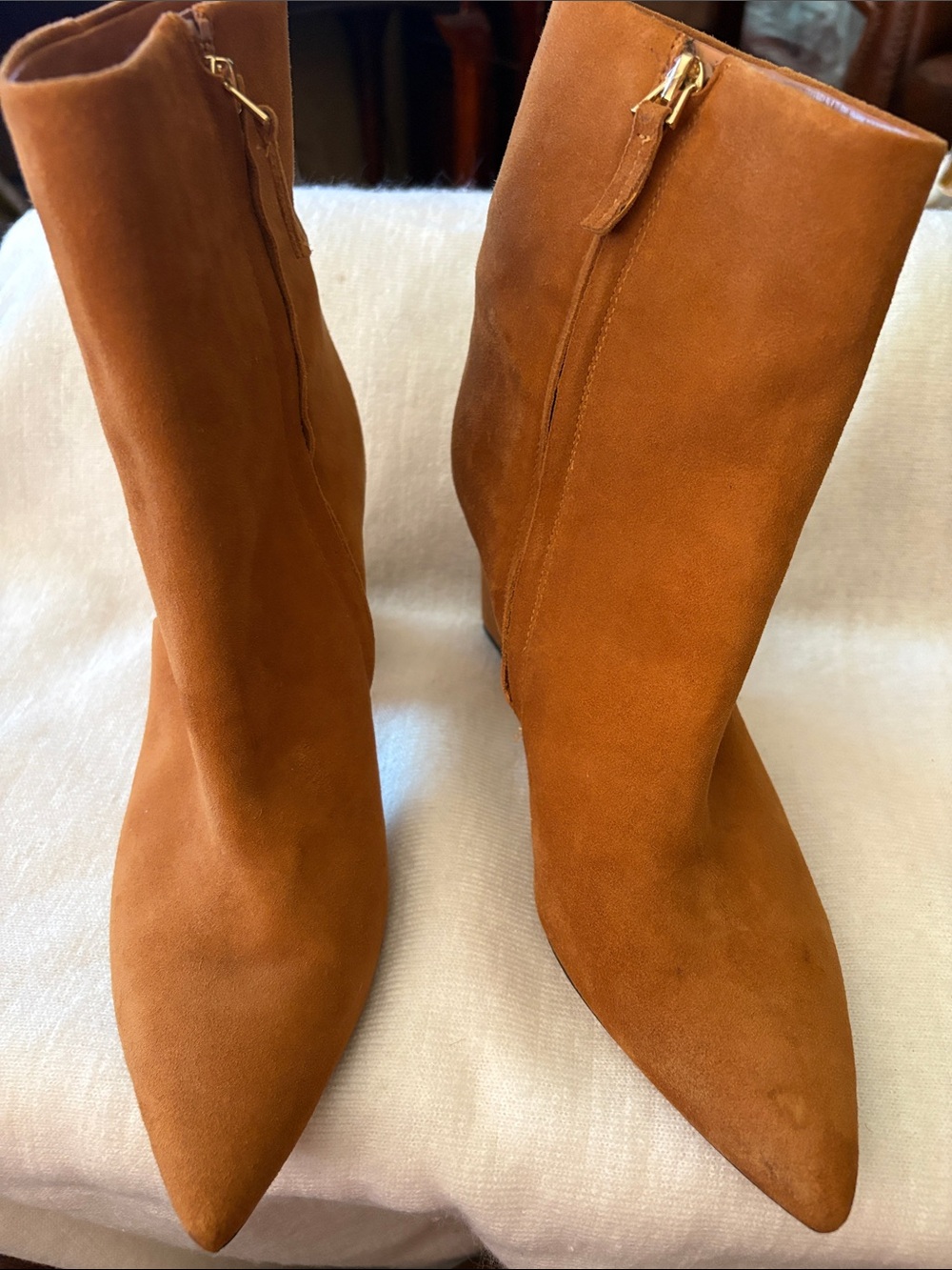 Franco Sarto Women's Pointed Toe Mid-Calf Boots - Cognac